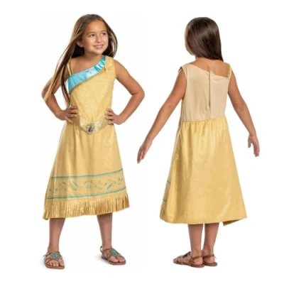 Image of Disney Official Deluxe Pocahontas Costume Kids, Native American Princess Dress for Kids Size M