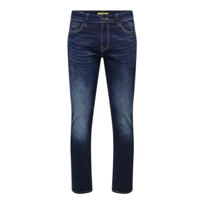 Image of ONLY &amp; SONS Men&#039;s Onsloom Slim Jax Dbd 9138 Dcc DNM Noos fit Jeans, Dark Denim Blue, 29 W/32 L