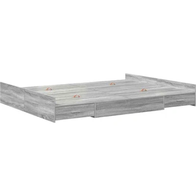 Image of vidaXL Storage Bed Frame Grey sonoma 140 x 190 cm Engineered wood