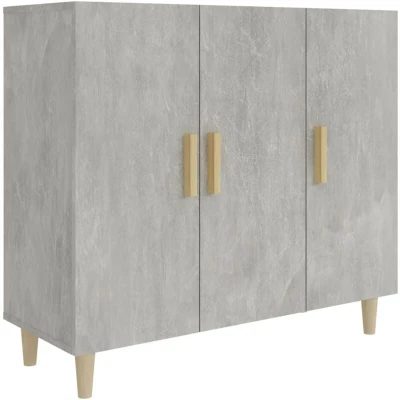 Image of vidaXL Concrete Grey Sideboard Modern Design 90x34x80 cm Engineered Wood and Metal Structure Ample Storage Cabinet Living Room Bedroom Suitable Decor Display Top