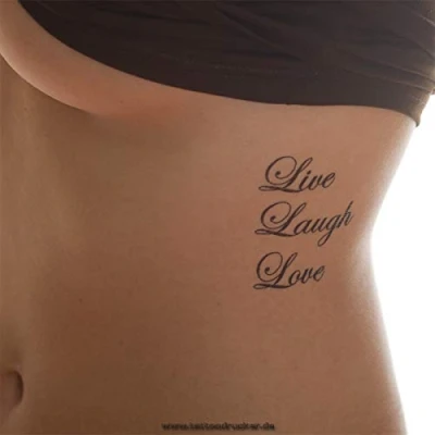 Image of 2 x Live Laugh Love Black Tattoo Lettering Temporary Skin (2)