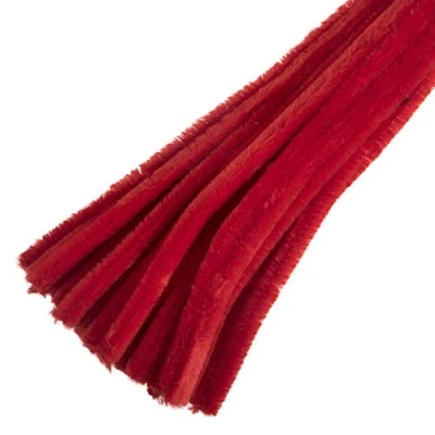 Image of Trimits Craft Synthetic Chenille Stem Pipe Cleaners, 30cm x 12mm, Red