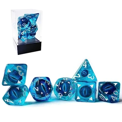 Image of Bescon Dragon Eye RPG Dice Set of 7, Polyhedral Dice, Blue