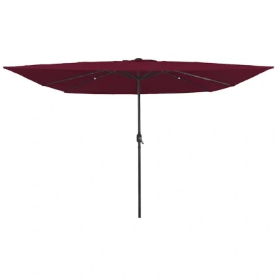 Image of vidaXL Square Garden Parasol with LED Lights 295x245 cm Bordeaux Red
