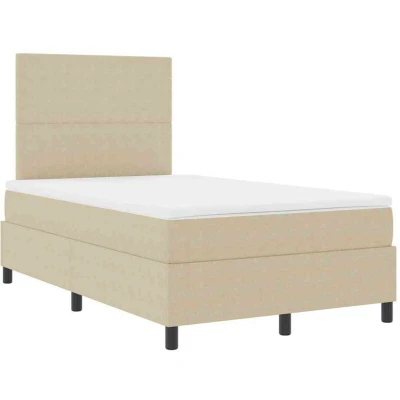 Image of vidaXL Box Spring Bed with Mattress Light Green Grey 120x200 cm Corduroy Fabric