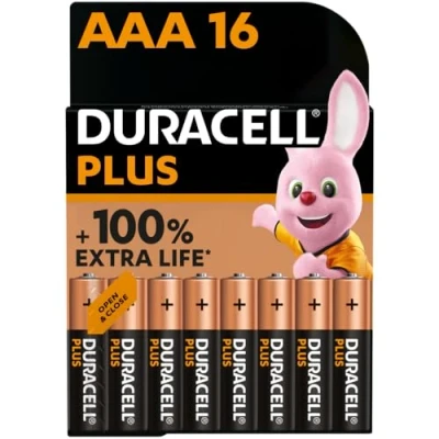 Image of Duracell Plus AAA Battery Alkaline 100% Extra Life (Pack 16) 5010829