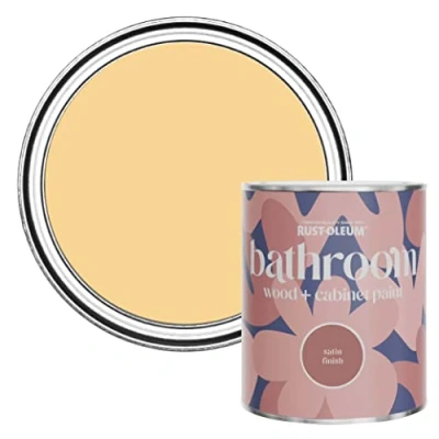Image of Rust Oleum Yellow Moisture Resistant Bathroom Wood and Cabinet Paint in Satin Finish Mustard 750ml