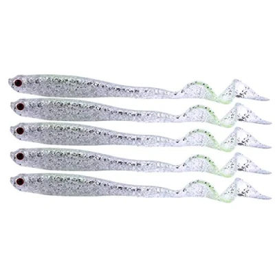 Image of Alomejor Tail Fishing Bait Soft Artificial Lures Sea Boat Lure Suitable for River Lake Fishing(Silver)