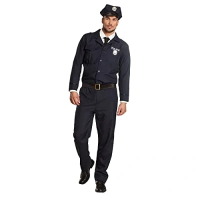 Image of Boland 83547 Adult Police Officer Costume Blue
