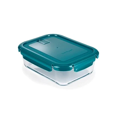 Image of nutrifresh Airclip 1L Glass Food Storage Container Borosilicate with Airtight Lids Perfect for Meal Prep BPA Free &amp; Leak