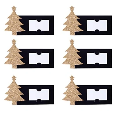 Image of Christmas Tableware Card and Gold Glitter 6 Pack Tree Place Cards