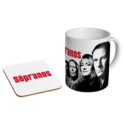 Image of stopper The Sopranos Cast BW Ceramic Coffee Mug + Coaster Gift Set