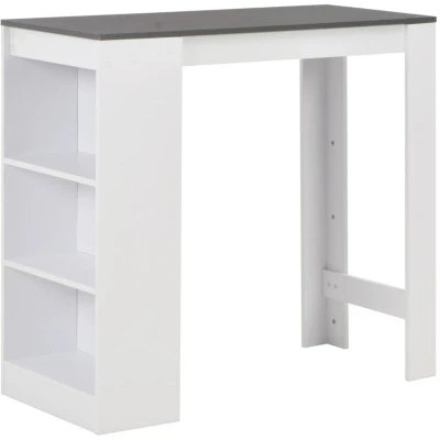 Image of vidaXL Bar Table with Shelf White 110x50x103 cm