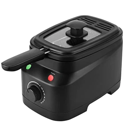 Image of Mini Deep Fat Fryer Fryer, 1.5L Fryers for Home Use Easy Clean, Chip with Adjustable Temperature Control, Stainless Steel Basket