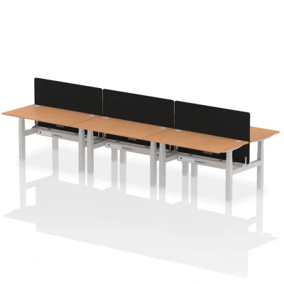 Image of Air B2B 1400x800mm Adjustable 6P Bench Desk CP Oak/Silver + Screen