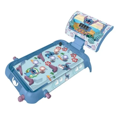 Image of Lexibook, Disney Stitch, Electronic table pinball, Action and reflex game for children family, LCD screen, light sound effects, Blue, JG610D