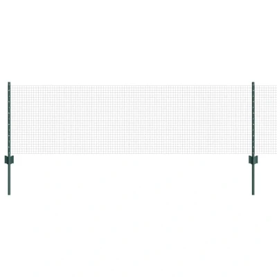 Image of vidaXL Welded Wire Fence with 11 U Posts Green 0.6x25 m Steel