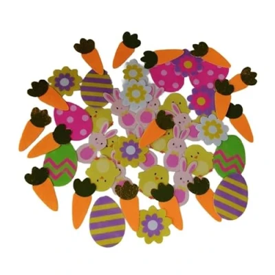Image of Set of 48 Felt Easter Stickers Large Embellishments Ideal for Card Making Art &amp; Craft