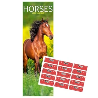 Image of Horses Calendar 2025 Slimline with FREE Organisational Stickers