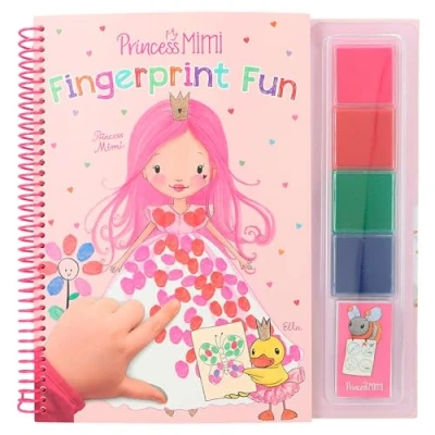Image of Depesche Princess Mimi Fingerprint Fun Coloring Book for Kids aged 4 and up, Includes Ink Pads