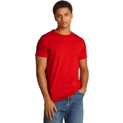 Image of Tommy Jeans TEE Basic Tshirt, Men&#039;s, Size: 34, Red hot