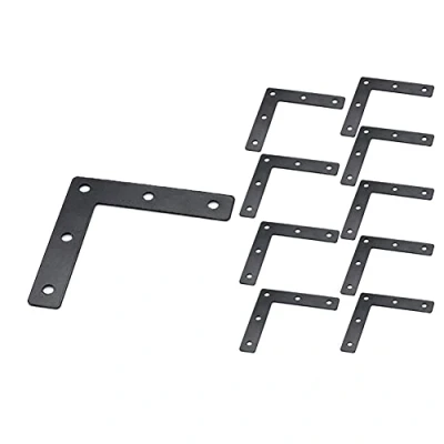Image of Flat L Corner Bracket, KAIISSA 10 Pcs 80x80 mm Metal Right Angle Brace Repair Plate, Furniture Fastener Joint Connector for Wood Shelf Cabinet Table Chair (L Shape)