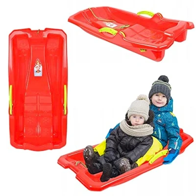 Image of Bobsledge Bob Sledge Snow Glider Brake Lever Pull Rope Children Winter (Red)