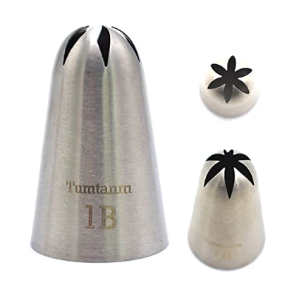Image of Tumtanm 1B Nozzle Large Drop Flower Piping Tip, Seamless Stainless Steel Icing Tip #1B