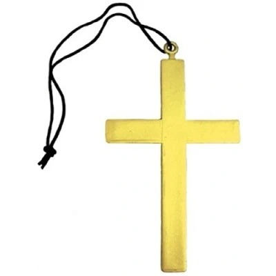 Image of Ladies Mens Religious Nun Monk Vicar Gold Cross Fancy Dress Costume Outfit Necklace (One Size)