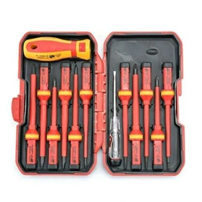 Image of Electricians Screwdriver Set BE Tool 1000V Screwdrivers Insulated VDE PH PZ SL TX Interchangeable for Repairing (Pack of 13)