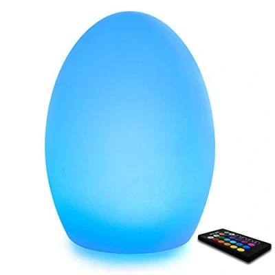 Image of Mr.Go 8&quot; LED Egg Lamp Mood Light with Remote, Color Changing Table Lamp, 16 RGB Colors Dimmable Brightness, 4 Lighting Effects, Rechargeable Night Decorative for Home