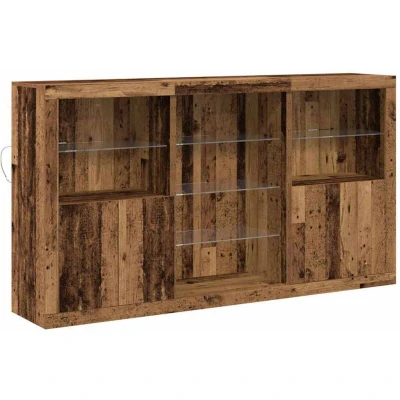 Image of Sideboard with led Lights Old Wood 181.5x37x100 cm Engineered Vidaxl