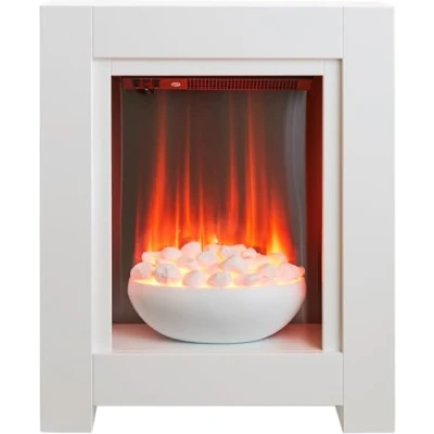 Image of Adam Monet White Electric Fire Fireplace Surround Wood Heater Flame Effect Suite