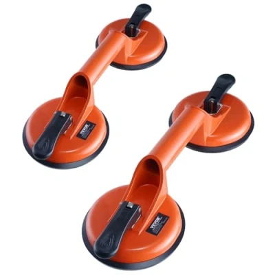 Image of 2 Pack Glass Suction Cups Heavy Duty Aluminum Vacuum Plate Handle Suckers to Lift Large Floor Gap Fixer Tile Cup Lifter Extractor for Lifting Dent Puller 100kg Capacity R