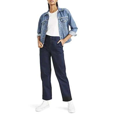 Image of Dockers Women&#039;s HIGH Waist Chino Straight Pants, Navy Blazer, 6