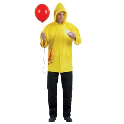 Image of Smiffys IT Chapter Two Georgie Costume for Adults, Yellow Raincoat, Officially Licensed, Showerproof, Perfect Halloween and Playful Fancy Dress Events, Men&#039;s Medium