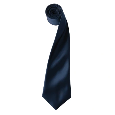 Image of Premier Mens Plain Satin Tie (Narrow Blade) (Navy) One Size