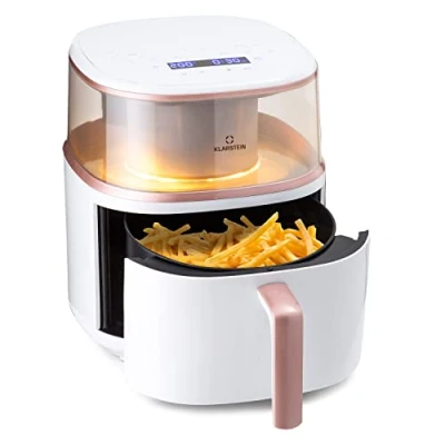 Image of Klarstein Compact Air Fryer with Steam Function, Fast Heating 1500W Hot Fryers for Kitchens, 7.5L Digital XL, Touch Controls, Timer, Temperature Selection, 16 Cooking Programs to Airfry