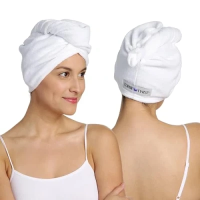 Image of Turbie Twist Microfiber Super Absorbent Hair Towel (2 Pack)White