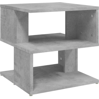 Image of vidaXL Modern Side Table in Concrete Grey 40x40x40 cm Engineered Wood with 2 Shelves Durable Living Room Furniture