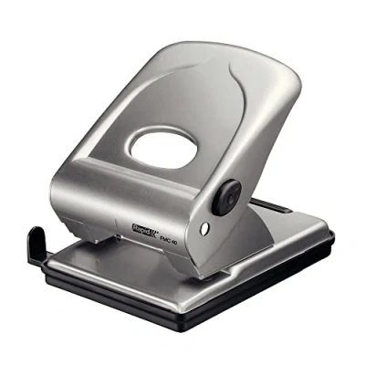 Image of Rapid FMC40 2 Hole Punch, Punches up to 40 Sheets, Adjustable Guide Bar, Metal, Silver, 21835602