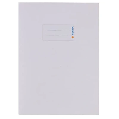 Image of HERMA Paper Exercise Book cover A5, with inscription field, made of 100% recycled paper, slip on jackets for school, white