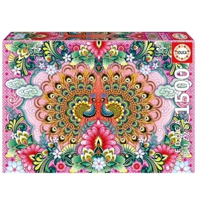 Image of Educa Bengal Turkeys, Catalina Estrada 1500 Piece Puzzle for Adults. Measurements: 85 x 60 cm. Includes Glue Fix Puzzle. From 14 years old