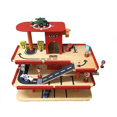 Image of Gamez Galore Multi storey Car Park Wooden Garage with Lift