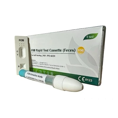 Image of FOB Bowel Test, 1 Test Pack, Colon Faecal Screening Kit, Occult Blood in Stools Home Testing, Ulcers, Polyps, Colitis, Cancer Screen