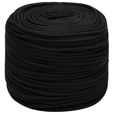 Image of &#039;vidaXL Polyester Work Rope Black, Durable &amp; Versatile, for Home, Garden, Workshop Use Braided Cord, 8 mm Diameter, 250 m Length