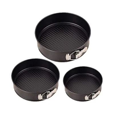 Image of EPISENT 3 Piece Non Stick Baking Pan Set Round Springform Cake Tins Leakproof with Removable Bottom High Strength Material Includes 24cm, 26cm, 28cm Sizes