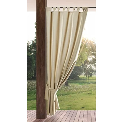 Image of Eurofirany GARDEN Outdoor Curtain with Tab Top 1 pc. Velcro Fastener, Sun Protection, Privacy Screen, Windproof, Waterproof for Patio, Gazebo, Pergola, Porch, W61 x L79, Dark Grey
