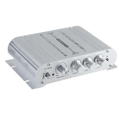 Image of Yuikome Car Stereo Amplifier Speaker Hifi Power 2.1 Channel Home Subwoofer Audio Output 12V System Silver