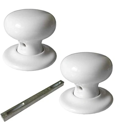 Image of Securit SP7716 White Ceramic Classic Mortice Door Knob Set 60mm,White,rose